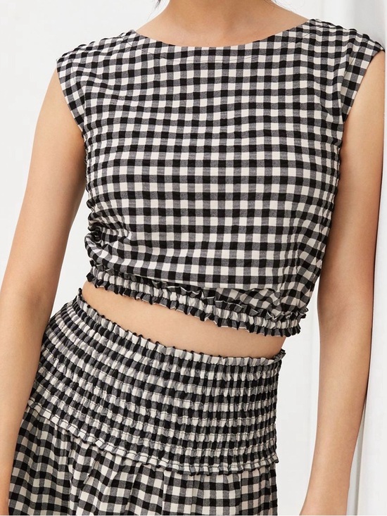 Maeve Tops - Maeve Anthropologie Black & White Gingham Crop Top Size Medium